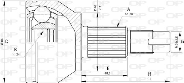 OPEN PARTS Шарнирный комплект, приводной вал CVJ5720.10